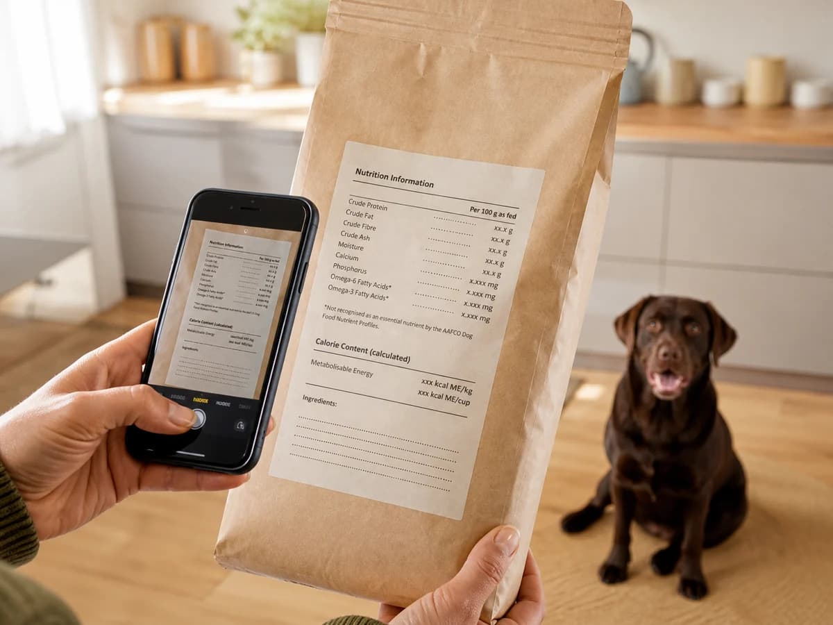 Person serving kibble to a dog
